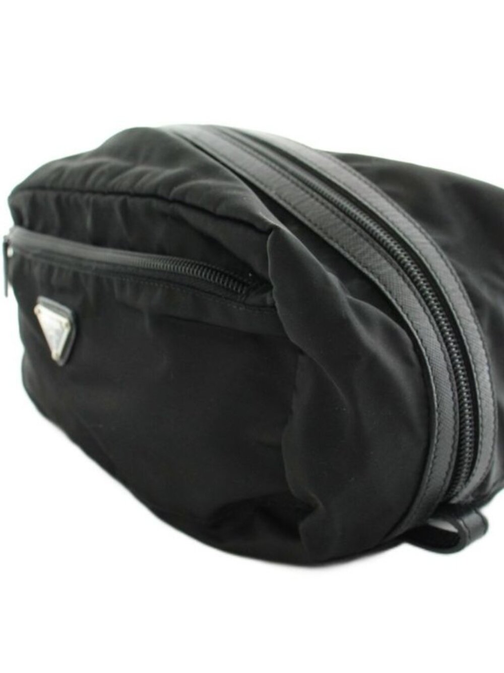 Prada Pouch Multi Triangle Logo Nylon Black KU - Picture 2 of 9